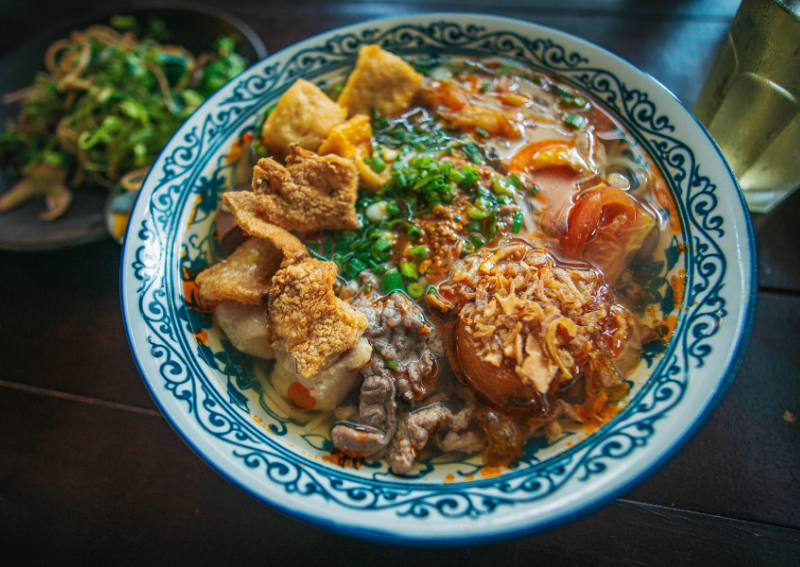 Hanoi noodle dish - Crab Paste Noodle Soup (Bún Riêu)